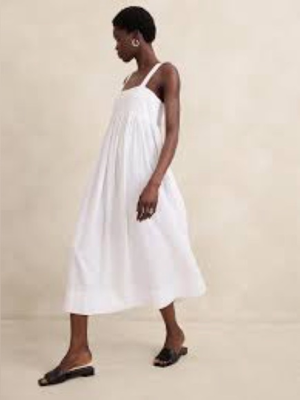 BANANA REPUBLIC Linen-blend Drapey Midi Dress, Size Medium